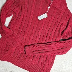NWT ALASHAN Mens cotton cashmere crewneck cabled sweater , Large‎